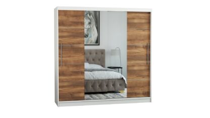 Dressing Sara, cu oglinda, 200x200x60 cm, Alb/Nuc - imagine 5