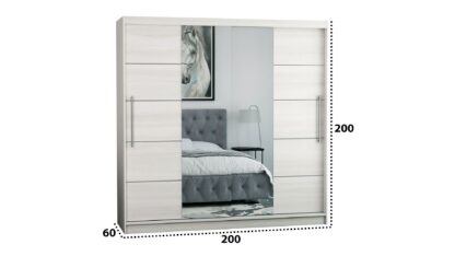 Dressing Sara, cu oglinda, 200x200x60 cm, Pin - imagine 3