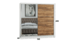 Dressing Ina, cu oglinda, 150x200x60 cm, Alb/Nuc - imagine 3