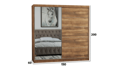 Dressing Ina, cu oglinda, 150x200x60 cm, Nuc - imagine 5
