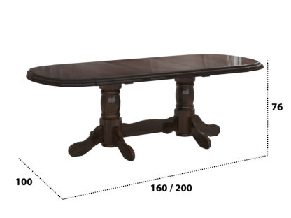 Set masa extensibila Jork 160-200 cm, lemn masiv wenge, cu 8 scaune tapitate nuc, Roma 4 O 25b - imagine 4