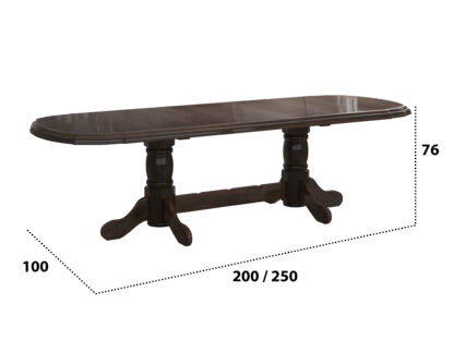 Set masa extensibila jork 200x250 cm, lemn masiv wenge, cu 10 scaune tapitate stofa maro, s-38 W2 - imagine 6