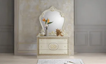Dormitor Paloma, bej, pat 160x200 cm, dulap cu 6 usi, comoda, 2 noptiere - imagine 2