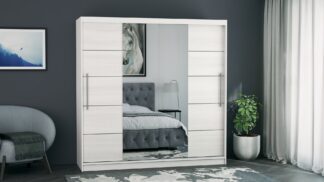 Dressing Sara, cu oglinda, 200x200x60 cm, Alb/Pin