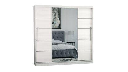 Dressing Sara, cu oglinda, 200x200x60 cm, Alb/Pin - imagine 5