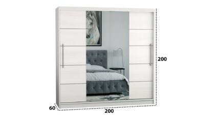 Dressing Sara, cu oglinda, 200x200x60 cm, Alb/Pin - imagine 4