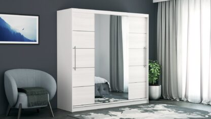 Dressing Sara, cu oglinda, 200x200x60 cm, Alb/Pin - imagine 3