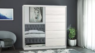 Dressing Ina, cu oglinda, 150x200x60 cm, Alb/Pin