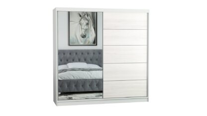 Dressing Ina, cu oglinda, 150x200x60 cm, Alb/Pin - imagine 3