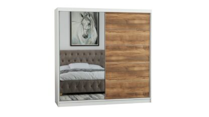 Dressing Ina, cu oglinda, 150x200x60 cm, Alb/Nuc - imagine 5