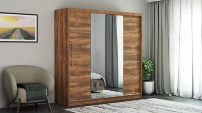 Dressing Sara, cu oglinda, 200x200x60 cm, Nuc - imagine 3
