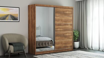 Dressing Ina, cu oglinda, 150x200x60 cm, Nuc - imagine 3