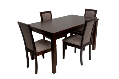 Set masa extensibila Mb-21 modena1, 140-180x80 cm cu 6 scaune tapitate Roma 4 o 25b, nuc, lemn masiv de fag, stofa - imagine 4