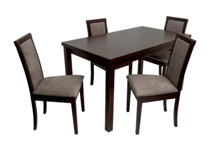 Set masa extensibila Mb-21 modena1, 140-180x80 cm cu 6 scaune tapitate Roma 4 o 25b, nuc, lemn masiv de fag, stofa - imagine 5