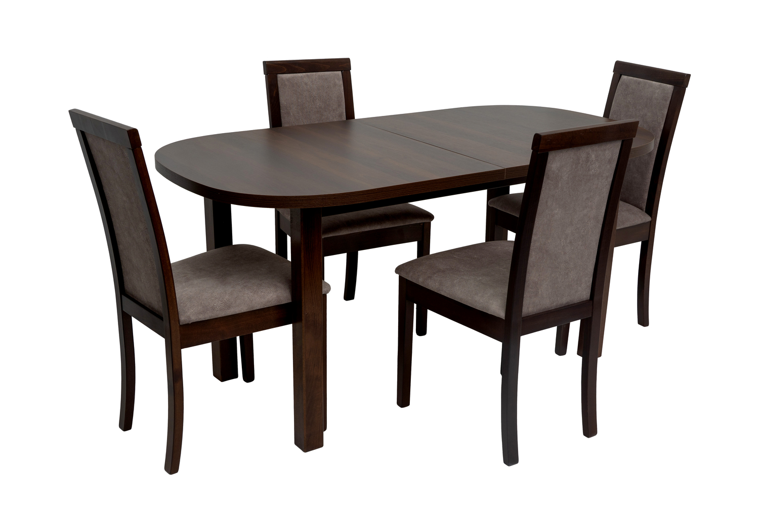 Set masa extensibila 160x200cm mb-12 venus1 cu 6 scaune tapitate Roma4 O 25b, nuc, lemn masiv de fag, stofa - imagine 7