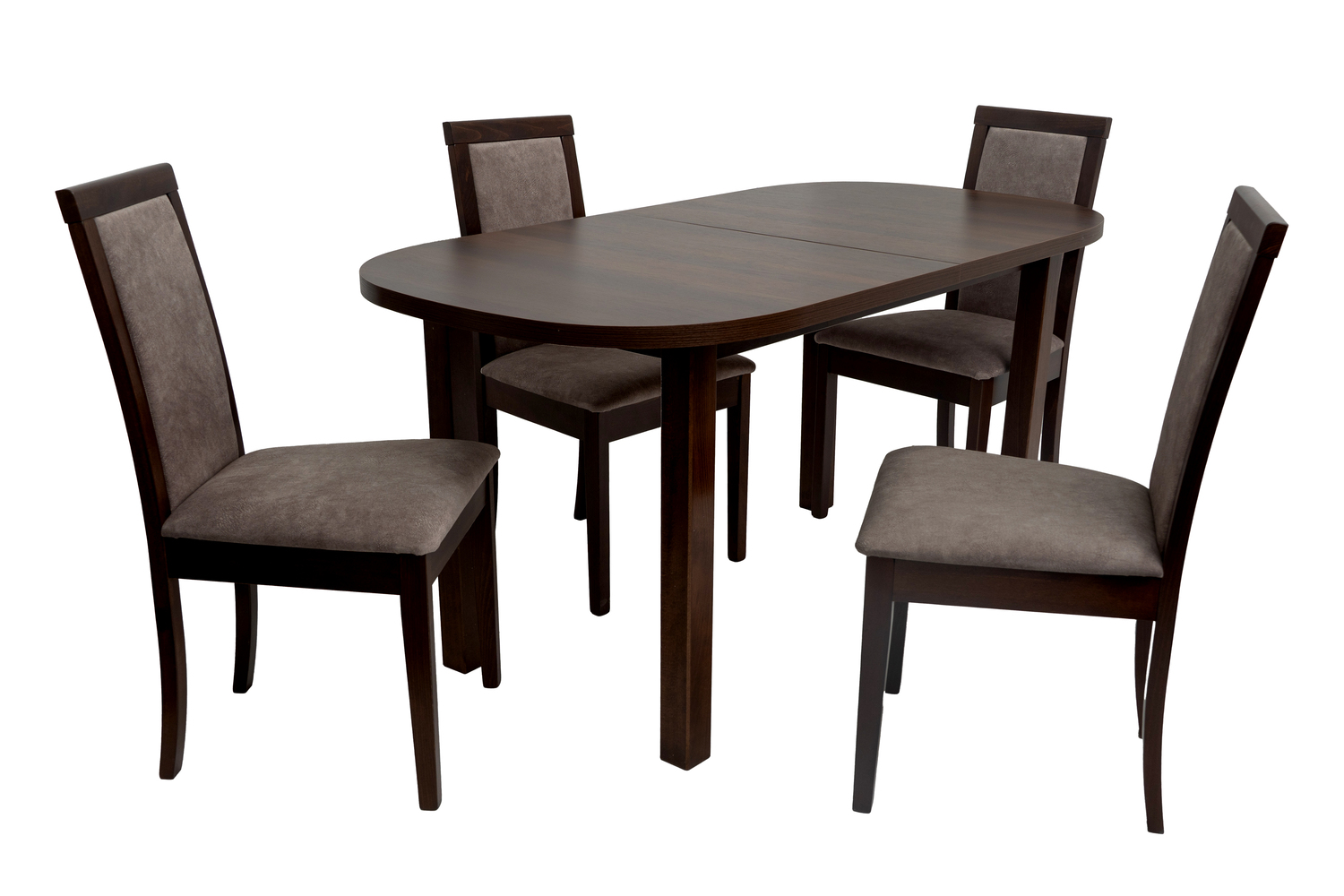 Set masa extensibila 160x200cm mb-12 venus1 cu 6 scaune tapitate Roma4 O 25b, nuc, lemn masiv de fag, stofa - imagine 5