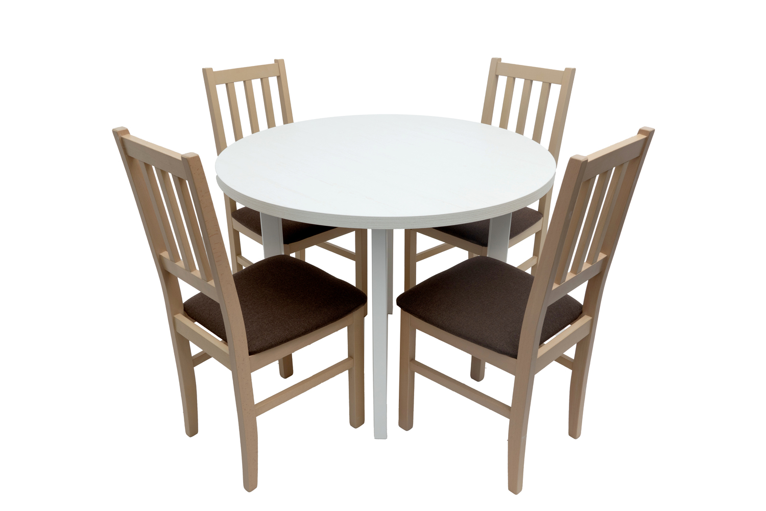 Set masa fixa 100 cm Mb-12 poli2 b cu 4 scaune tapitate S-38 boss4 s6, alb/sonoma, lemn masiv, stofa - imagine 2