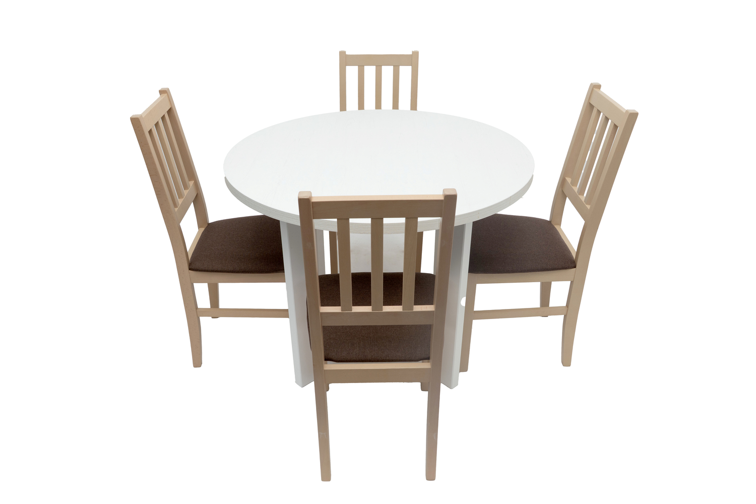 Set masa fixa 100 cm Mb-12 poli2 b cu 4 scaune tapitate S-38 boss4 s6, alb/sonoma, lemn masiv, stofa - imagine 4