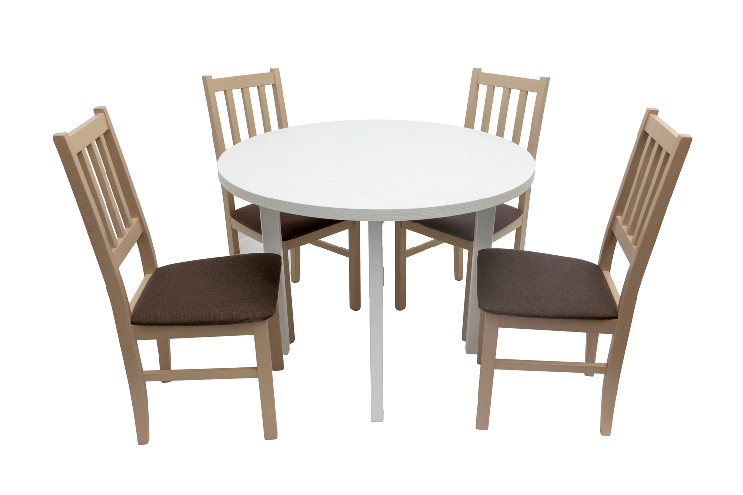 Set masa fixa 100 cm Mb-12 poli2 b cu 4 scaune tapitate S-38 boss4 s6, alb/sonoma, lemn masiv, stofa - imagine 3