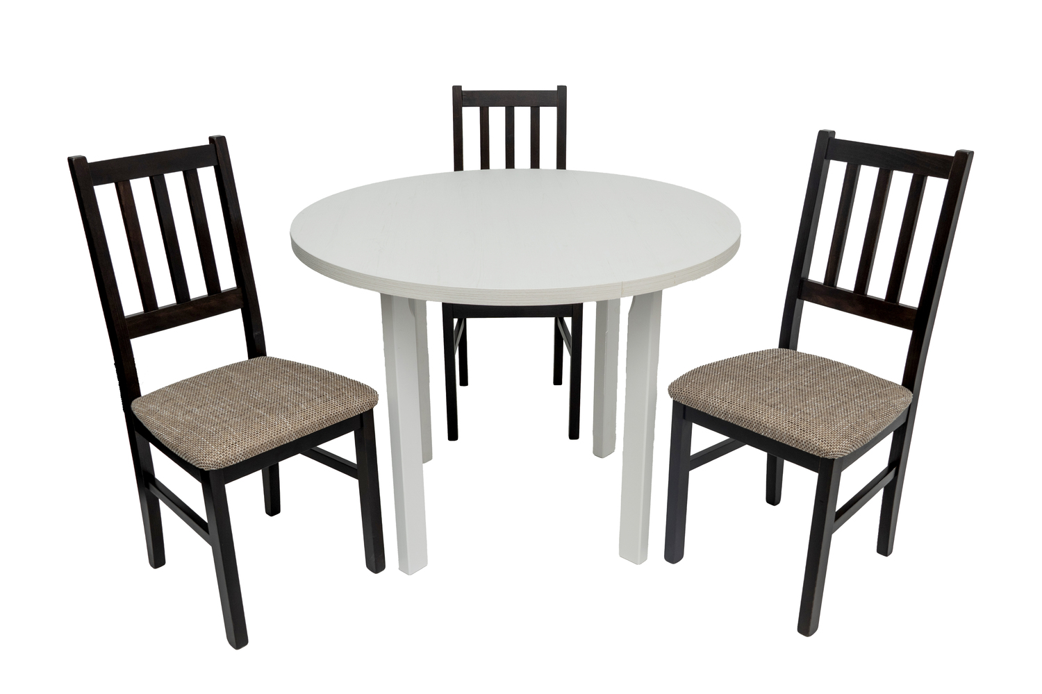 Set masa fixa 100 cm Mb-12 poli2 b cu 4 scaune tapitate S-38 boss4 w2, alb/wenge, lemn masiv, stofa - imagine 3