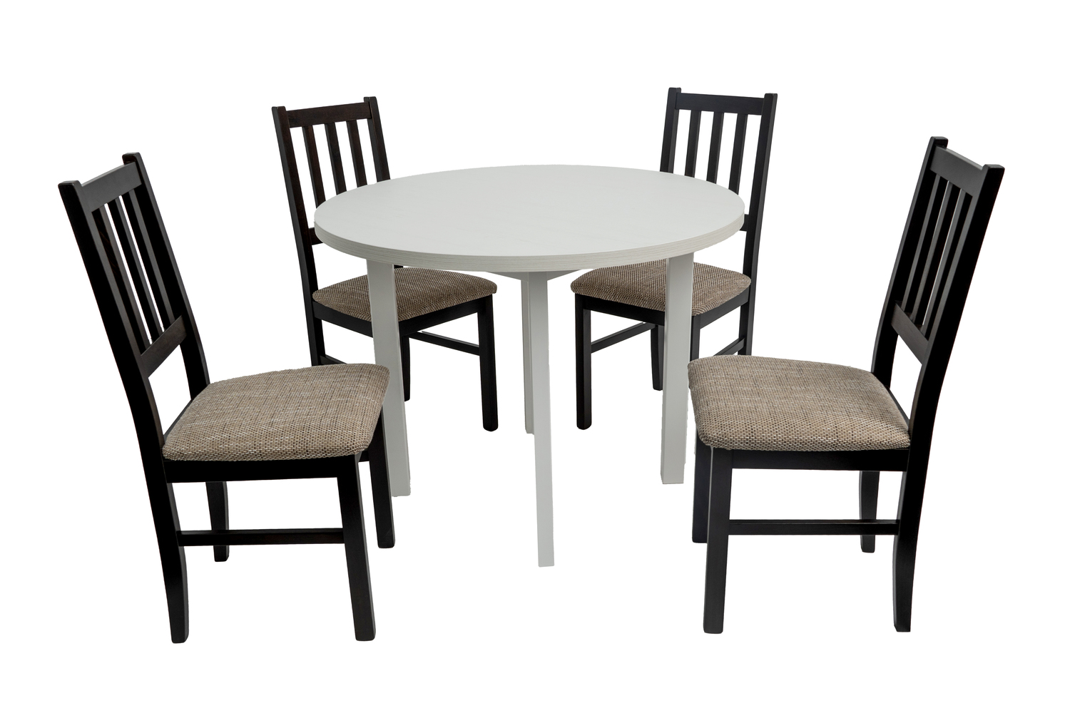 Set masa fixa 100 cm Mb-12 poli2 b cu 4 scaune tapitate S-38 boss4 w2, alb/wenge, lemn masiv, stofa - imagine 2