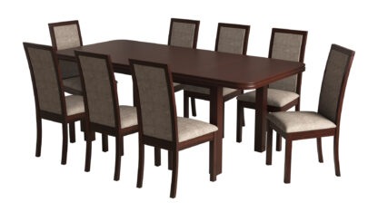 Set masa extensibila 160/200x90 cm MB-13 Venus5 cu 8 scaune tapitate Roma4 O 25b, nuc, lemn masiv de fag, MDF, stofa - imagine 2