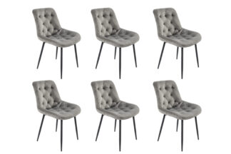 Set 6 Scaune Bucatarie Tapitat S-212, Stofa, Gri