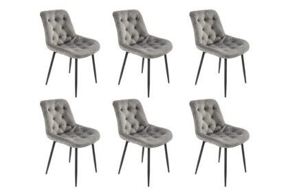 Set 6 Scaune Bucatarie Tapitat S-212, Stofa, Gri