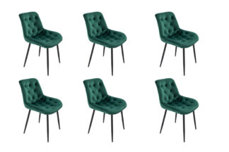 Set 6 scaune bucatarie tapitat S-212, Stofa, Verde