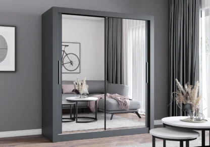 Dressing Milan, cu oglinda, 180x215x64 cm, gri